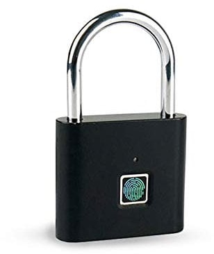 Candado de huellas dactilares, candado de huellas dactilares, cerradura inteligente con resistente al agua, carga USB biométrica de alta seguridad para gimnasio Locker, equipaje, taquilla (negro)