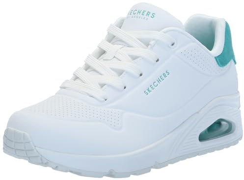 Skechers Damen Uno Stand On Air Sneakers, Weißer Durabuck Velourslederbesatz In, 38.5 EU