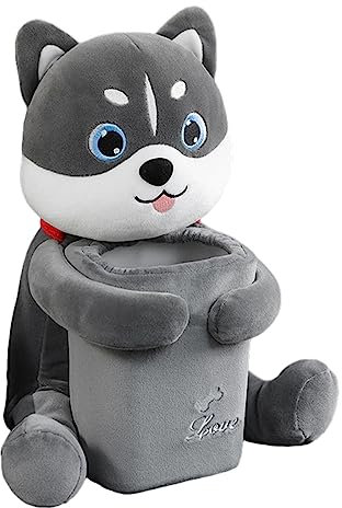 Ronyme Boîte de mouchoirs de Voiture en Peluche Douce Boîte de Rangement pour accoudoir de Voiture Poubelle Accessoires intérieurs Couverture de Tissu de, Husky