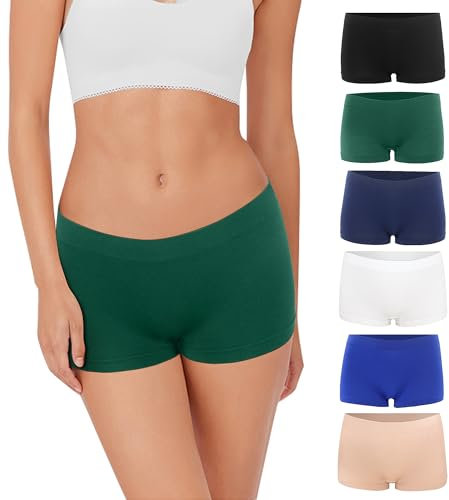 Lakpoau Boxer Femme Shorty Femmes Panty sans Couture Culottes Shorts Caleçon Shorty Seamless Culotte Femme Caleçons Pantys Femmes Hotpants Lot de 6 UN2 S/M