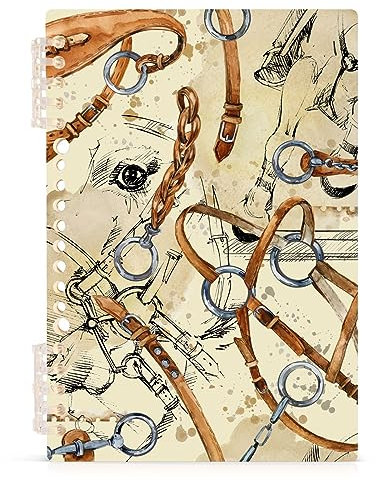 YOUJUNER Notizblock Vintage-Geschirr-Pferd-Druck Spiralblock Notizbuch Notebook Journal, A5, 60 Blatt, 120 Seiten, 80 g Papier
