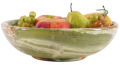Radicaln Frutero de mármol de 10 pulgadas, ónix verde hecho a mano, soporte para frutas y verduras, cuenco decorativo para decoración de encimera de cocina, plato de frutas, soporte para plátanos