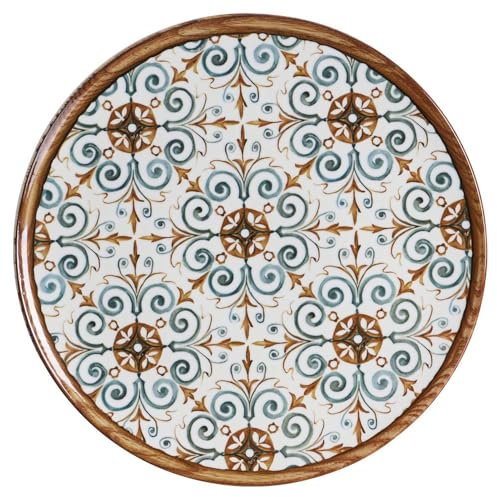 Home4You Pizzateller - Braun - Weiß - Blau - Steinzeug - Ø 32 cm