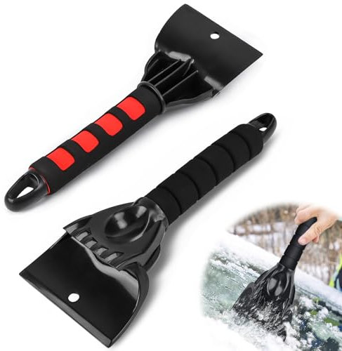 Bohrma Eiskratzer Auto 2 Stück Stabiler Scheibenkratzer Auto Eiskratzer mit Rutschfester Softgriff Starker Ice Scraper Car Autokratzer Eiskratzer Messing für Autos Windschutzscheibe