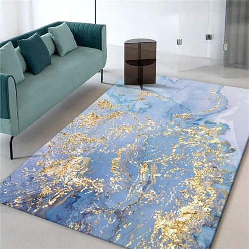RUGMRZ Küchenteppiche Outdoor Rug Blaue Küstenlandschaft Dekoration gelber Stern Punkt Anti-Milben und verschleißfest Flickenteppich Waschbar 200X260CM