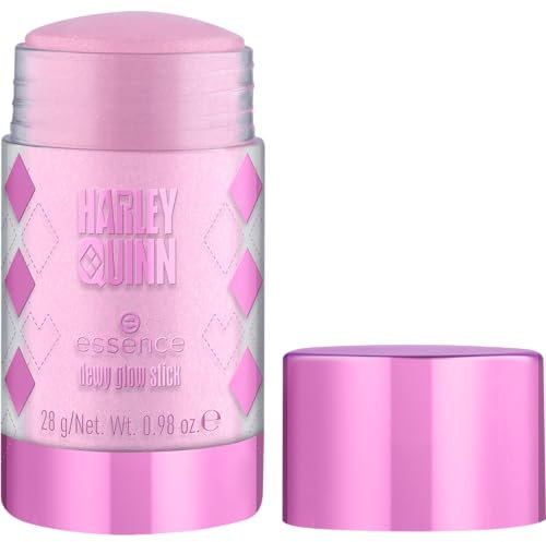 essence Harley Quinn dewy glow stick, Highlighter, Pink, erfrischend, strahlend, strahlend frisch, schimmernd, vegan, ölfrei, ohne Parabene, ohne Mikroplastikpartikel, 1er Pack (28g)