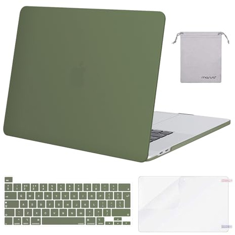 MOSISO Coque Compatible avec MacBook Pro 16 Pouces 2019 Version A2141 avec Touch Bar&Touch ID, Plastique Rigide Coque&Protection Clavier&Protecteur d'écran&Sac Rangement, Armée Vert