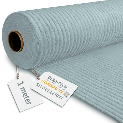DreamRoots Tissu Velours Côtelé de 380 g/m² 140 cm de large - Rouleau Tissu Velours Ameublement Green Lily 1M