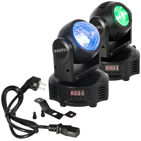 Ibiza - MH-ASTRO-WASH - Lyre double face avec 1 effet ASTRO (1 Led 4-in-1 RGBW) & 1 effet WASH (4 LEDs 4-in-1 RGBW) - 14/18 canaux DMX - Effet stroboscope - Soirée, fête, spectacle, événement