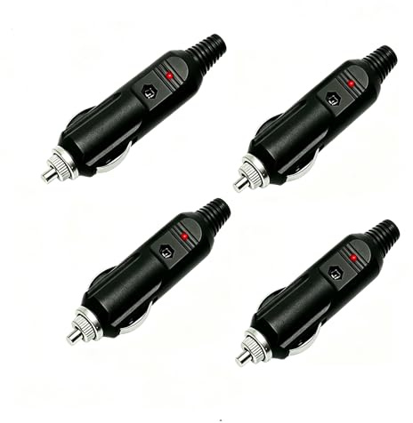 Aofan 4 Stück DC12 24V Zigarettenanzünder-Steckverbinder mit 15 A Sicherung mit roter LED