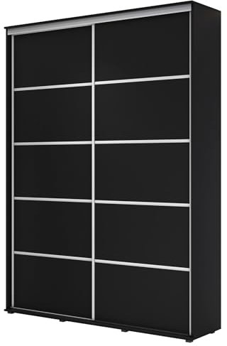 Meble Slupia - ZUZA Plus Garderobenschrank - Kleiderschrank Schiebetüren - 190 x 242 x 45 cm - Kleiderstange Schrank - Kleider Schrank für Schlafzimmer, Flur, Jugendzimmer - Schwarz