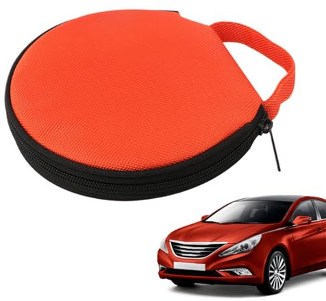 Nuyhadds Soporte de DVD para coche, funda de almacenamiento de DVD | Organizador de DVD con 20 capacidades | Bolsa de almacenamiento portátil redonda para disco duro DVD para coche, hogar y sala de