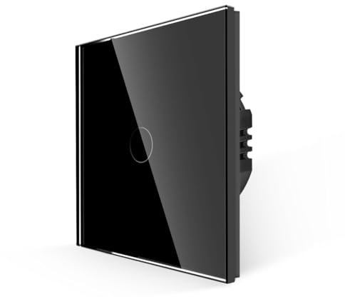 PULSAR Touch Lichtschalter Unterputz 1 Fach in Schwarz Gehärtete Kristallplatte mit LED Hintergrundbeleuchtung 86 x 86 mm Wandschalter Touch Schalter 110V - 240V / Nicht Smart Schalter