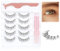 Obeyalash 5 paia Ciglia Finte Naturali con Colla Trasparente Pinzette Aspetto Naturale Fascia Trasparente 3D Naturale Ciglia Finte 6-14mm False Eyelshes