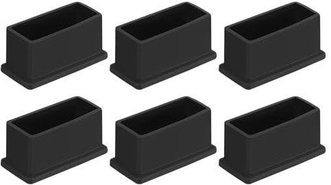 QUARKZMAN 6 Stück PVC Quadratische Stuhlbeinkappen, 50mm x 20mm OD Schwarze Möbelfüße Pads Tischfußabdeckungen Bodenschoner für Terrassentisch Schrank Bettmöbel
