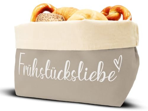 COZYINT moderner Brotkorb aus Stoff | Brottasche | Brötchenkorb | Brotkorb modern! (Grau (Beige Innentasche))