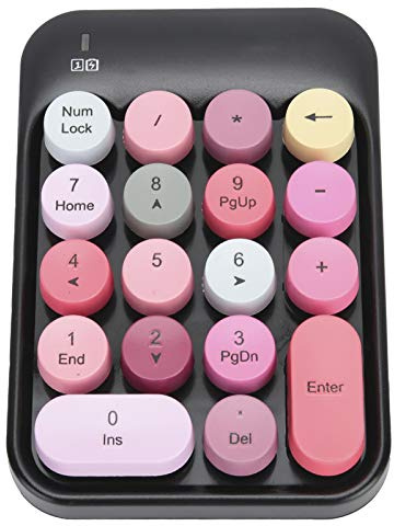 Akozon ❥❥ AK18 Kabelloser Ziffernblock, Tragbare 2,4-G-Tastatur mit Schokoladen-Tastenkappen, Lautlosem Tippen und Spielrichtungsumschaltung, Kompatibel mit XP/7/8/10/ (Black)