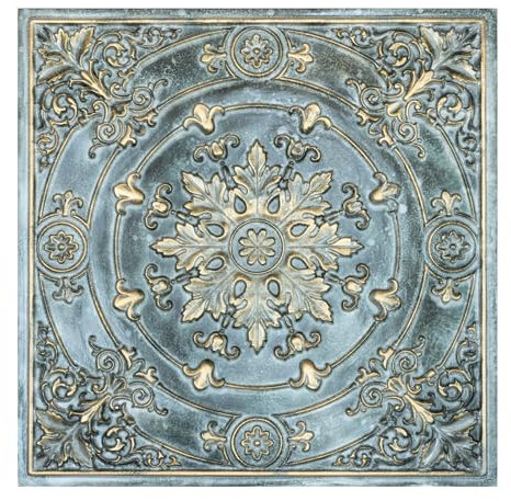 Faux carreaux de plafond en plastique, Panneaux muraux 3D en PVC, PL18 Bleu or 10 pièces