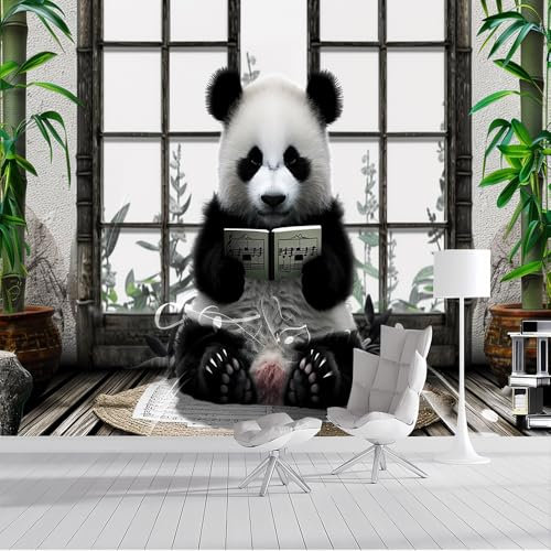 SIJIFACAI Wandbilder, Motiv: Bambus-Panda, selbstklebend, entfernbar, zum Abziehen und Aufkleben, für Badezimmer