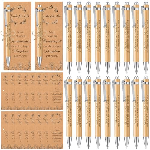 Nezyo 18 Stück Abschiedsgeschenk für Kollegen Ruhestand Jobwechsel Geschenk Inspirierende Druckkugelschreiber mit Gravur Kraftpapier Lesezeichen(Arbeit ist wie ein banküberfall)