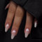 Kotkiddy 24 Stück Almond Press on Nails Mittel Falsche Nägel Chrom Akrylnägel Glänzend Natur Falsche Nägel Mit Design Weiße Französische Spitze Akrylnägel
