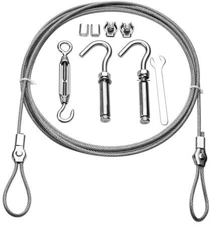 IkErna 304 Edelstahl-Wäscheleine Mit Pvc-Beschichtung, Mit Spreizhaken Und Aluminiumhülse, Länge 2–5 M Für Den Innen- Und Außenbereich/Length 2M