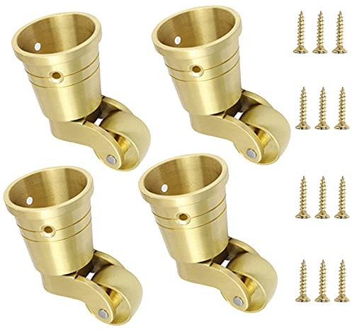 LDTTYRC Möbelrollen aus massivem Messing im Cup-Stil, 360° drehbare Möbelräder aus antikem poliertem Messing, Universalrollen für Möbel, Schränke, Sofas, Trolleys, Stühle, Betten, Tragkraft 150 kg,