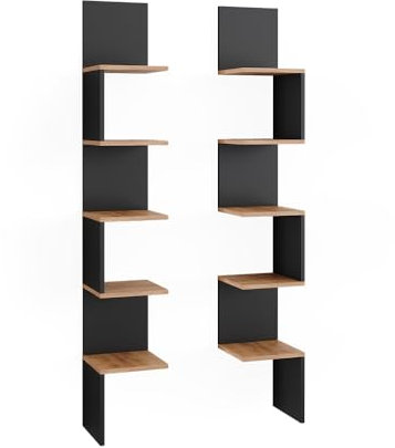 Vicco Eckregal Paolo, Bücherregal, Anthrazit, 28 x 175.4 cm 2er Set