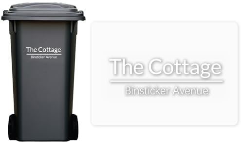 proautocss 4 x Bin Numbers for Wheelie Bins, Personalised wheelie bin stickers, Dustbin numbers stickers with House Number Street Name, Bin Labels Three Size Available 100*150mm/148*210mm/180*270mm