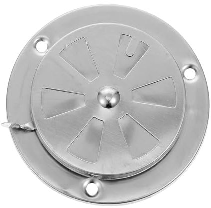 One Piece Smooth Surface Steel Round Vent Cover Polished Air Vent Grille Cover Adjustable Smoker Exhaust Vent Replacement for Dryer Damper Thermostat Oven