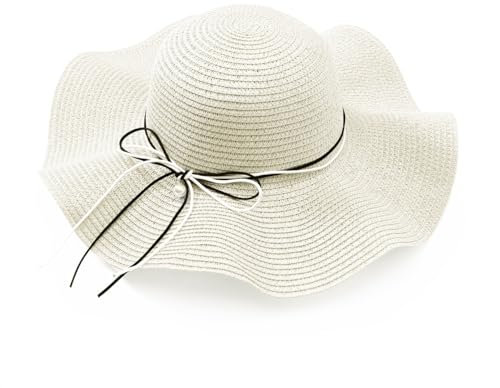 Eigso White Woven Mesh Eimer Hüte für Frauen Strand Stroh Sonnenhut für Frau Mann