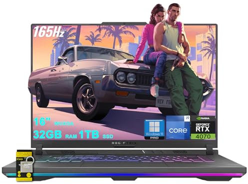 ASUS ROG Strix G16 Gaming Laptop 16 WUXGA 165Hz (100% sRGB) Intel 24-core i9-14900HX 32GB RAM 1TB SSD GeForce RTX 4070 USB-C RGB Retroilluminato Thunderbolt Ricarica rapida Win11Pro w/ICP Hub