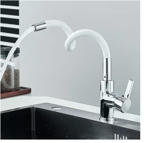 JINMUXUAN Grifo, Tire de Grifo de Cocina con pulverizador, Tubo Silicona Fregadero de Cocina Grifo de latón sólido Grifo de Arco Alto de Agua fría Toque de Agua fría Beauty Comes