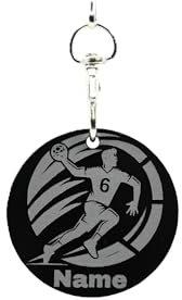 Generisch Personalisierte Handball-Schlüsselanhänger – Geschenk für Handballspieler – Geburtstagsgeschenk für Männer – Handball Fanartikel aus schwarzem Acryl – Vereinsgeschenk für Handballer