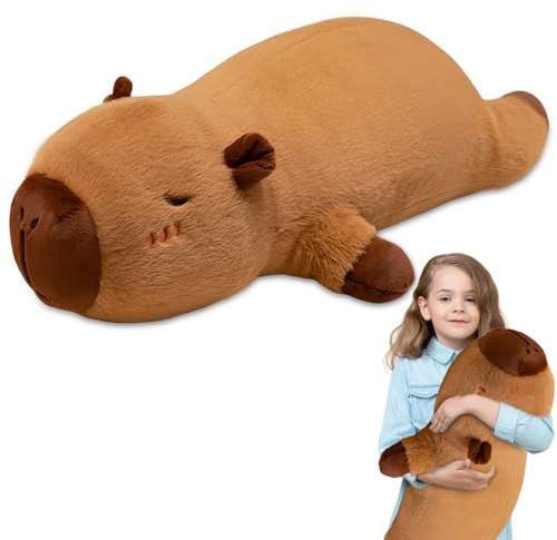 XPJBKC Capybara Plüschtier, 70 cm Capybara Kissen Lang, Niedlichen Wasserschwein Kuscheltier, Wasserschwein Plüschtier, Home Deko, Geburtstagsgeschenke für Erwachsener (Braun)