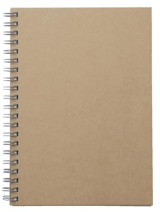 MUJI 無印良品 - Quaderno a doppio anello, formato B6, 80 fogli semplici, pieghevole a 360 gradi, carta riciclata. (1, beige)
