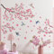 Lekabee Cherry Blossom Tree Branch Wall Decals, Pink Flower Birds Wall Stickers, Bedroom Living Room Sofa TV Background Wall Decor