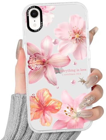 Yoedge Transparent Handyhülle für iPhone XR Hülle, Aesthetic Hibiskus Blumen Bunt Sommer Muster Niedlich Flower Design Mädchen Geschenk Schutzhülle, Silikon Case Cover für iPhone XR 6,1,Lilien