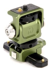3 Legged Thing Monty 3 Mini Pan & Tilt Mount – Cold Shoe + Modular Picatinny Base, 360° Rotation, ¼”-20 Thread – Moss Finish
