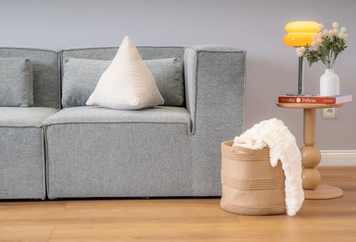 Abakus Direct | Doris Basket Weave Corner Sofa | Modular Sofa Sets with Deep Cushions for Living Room | Available in Grey (Grey, Corner Sofa)