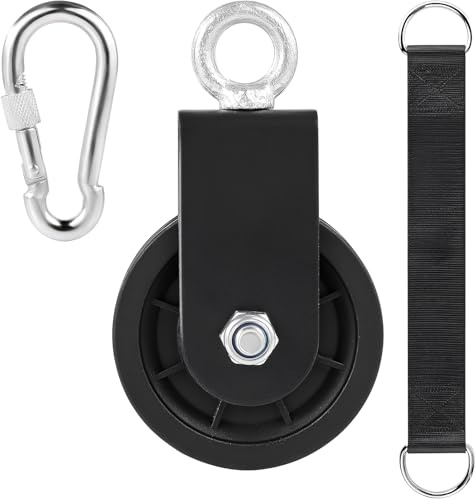JITIFAZH 90mm Pulley System with Hanging Strap Carabiner, Gym Cable Pulley System, for DIY Home LAT Pulldown, Gym Equipment and Lift Cable Machine, Load 150 kg