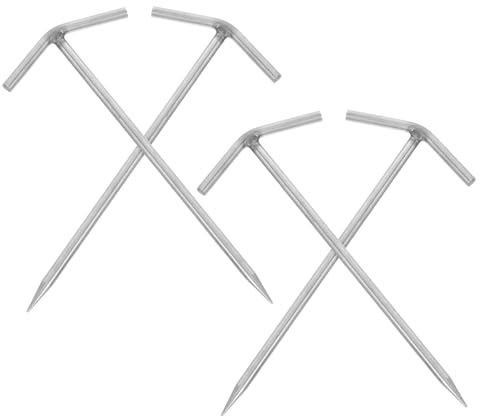 Toyvian 4pcs Stainless Steel Tent Stakes Heavy Duty Ground Anchors for Camping Hiking Patio Tarp Pegs Windproof Sand Nails for Outdoor Canopies Garden