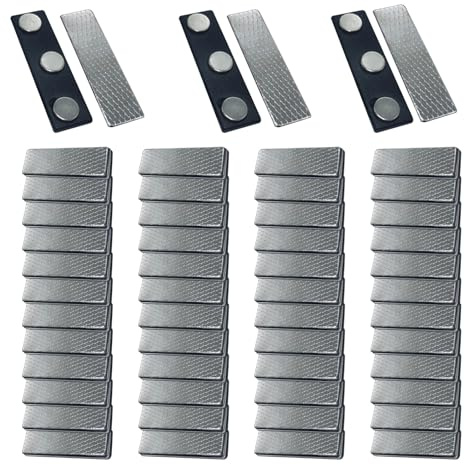 Magnetisches Namensschild, selbstklebende magnetische Namensschilder, Verschluss, Ausweishalter, Business, blanko, Namensclips, Magnet-DIY-Ausweis, kein Loch für Jacke, Revers, Hemd, 45 x 13 mm, 100