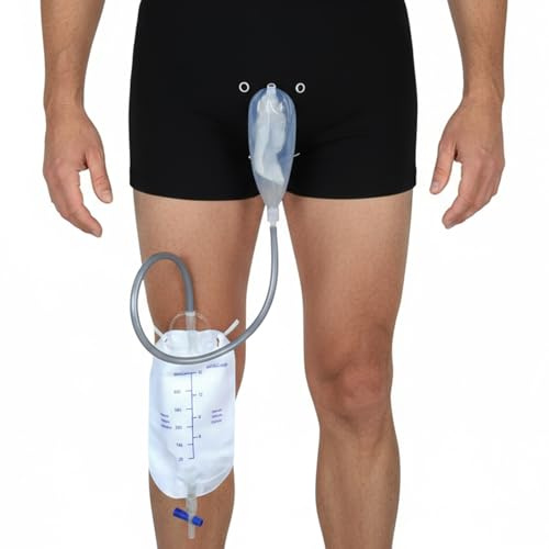 Male Urinal System with Leg Bag, Incontinence Device for Men with Comfortable Silicone External Catheter L.