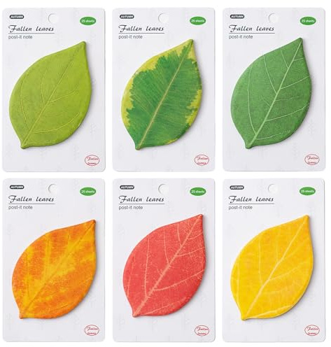 Bloc De Notes Autocollantes En Forme De Feuille De 6 Couleurs – Papier À Notes Autocollantes En Forme De Feuille D'arbre, Accrocheur Et Mignon | Bloc-notes Adhésifs Pour Lecture À Domicile