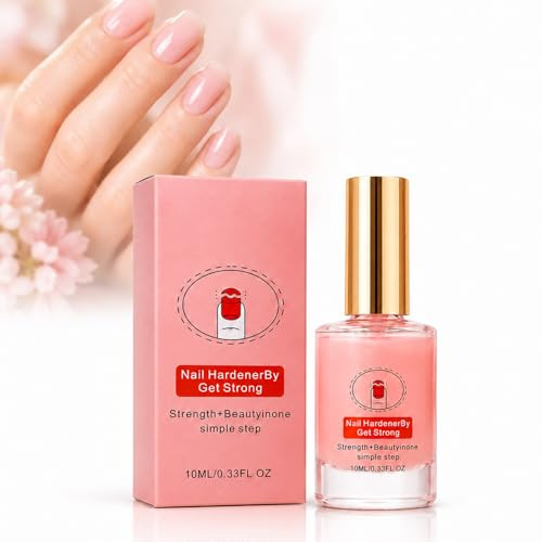 Nude Pink Nail Strengthener for Women — Extra Strong Nail Hardener for Weak, Brittle & Splitting Nails, Quick Dry Nail Growth Care with Long-Lasting Shine, Nail Repair Polish for Damaged Nails, 10ML