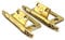 2 x Flush 50mm Hinges Polished Brass Effect with Finial Ends