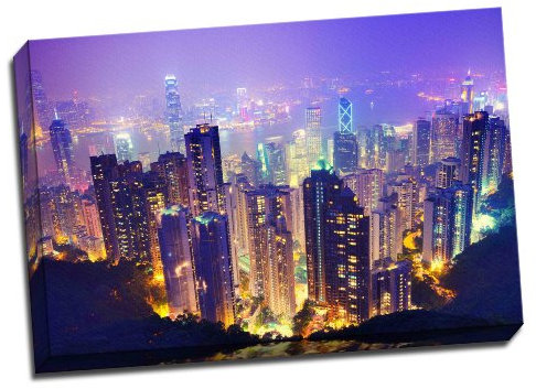 Hong Kong At Night Kunstdruck auf Leinwand poster 76,2 x 50,8 cm Zoll