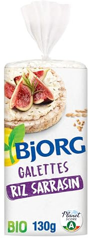 BJORG - Galettes Riz Au Sarrasin Bio - Sans Sel - Source de fibres - Sans Sel ajouté - Sans Gluten - 130 g