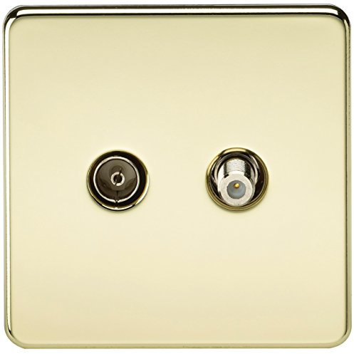 Knightsbridge SF0140PB (Isolated) Screwless Sat Tv Outlet, Polished Brass